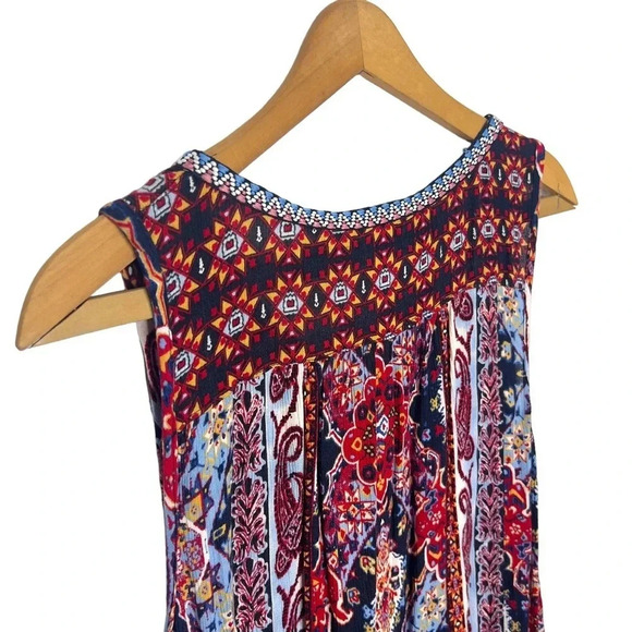 BILA Bilabong Paisley Boho Print Sleeveless Popover V Neck Tank Top Blouse - Picture 4 of 9